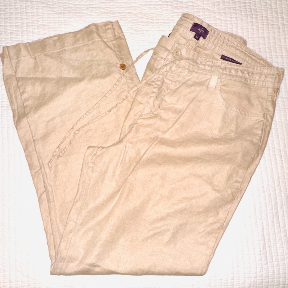 NYDJ Beige Wide Leg Chino-Style Pants